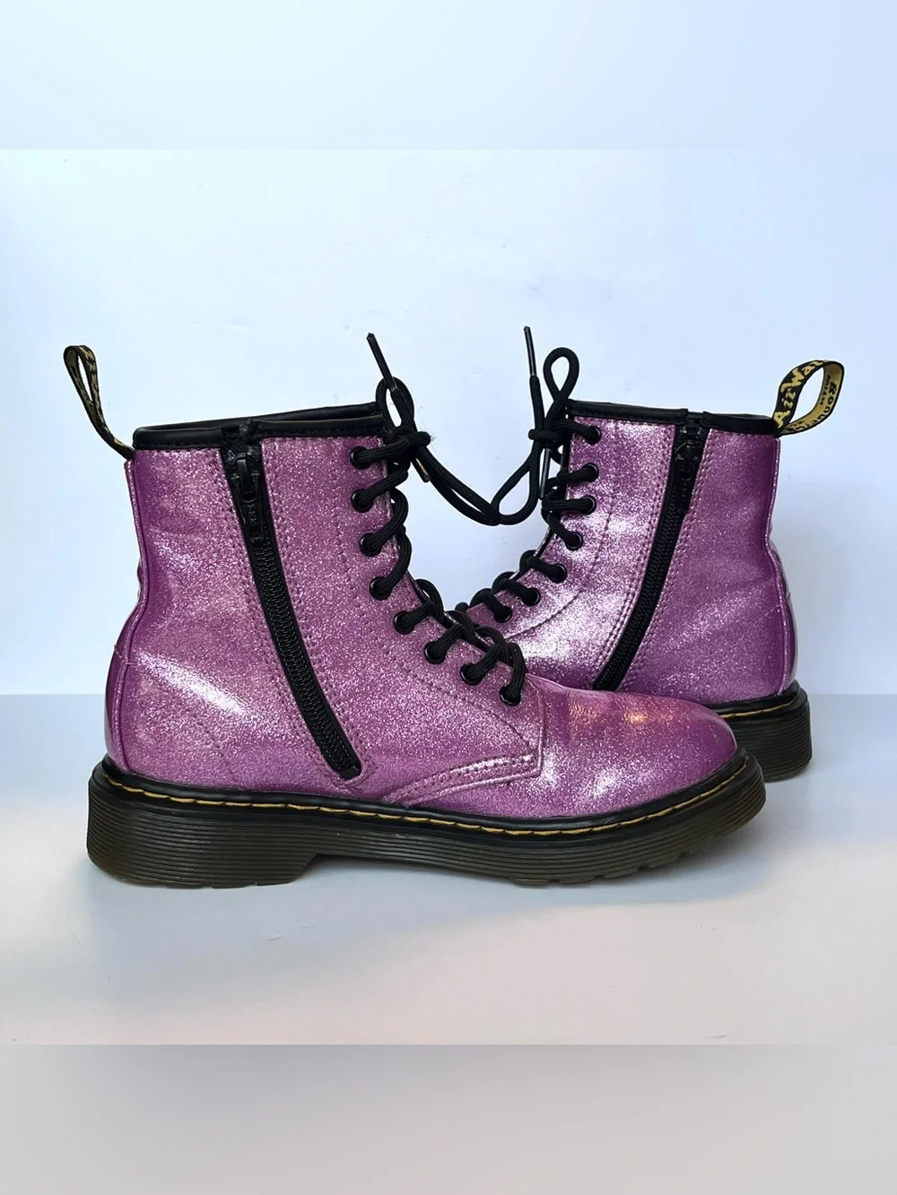 Dr. Martens Kids 1460 Glitter J Pink Purple Sparkle Boots Size US 2 EU 33